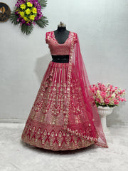 Fashionable Embroidered Sequence Work Pink Color Lehenga Choli Fashionable Embroidered Sequence Work Pink Color Lehenga Choli