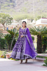 Delightful Sequins Embroidered Work Blue Color Gown Delightful Sequins Embroidered Work Blue Color Gown
