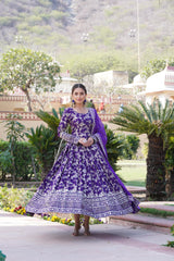 Delightful Sequins Embroidered Work Blue Color Gown Delightful Sequins Embroidered Work Blue Color Gown