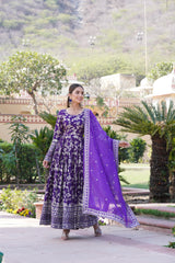 Delightful Sequins Embroidered Work Blue Color Gown Delightful Sequins Embroidered Work Blue Color Gown