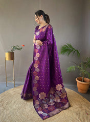 Outstanding Purple Color Kanjivaram Banarasi Silk Saree Outstanding Purple Color Kanjivaram Banarasi Silk Saree