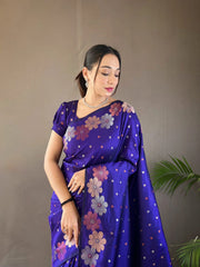 Outstanding Blue Color Kanjivaram Banarasi Silk Saree Outstanding Blue Color Kanjivaram Banarasi Silk Saree