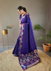 Outstanding Blue Color Kanjivaram Banarasi Silk Saree Outstanding Blue Color Kanjivaram Banarasi Silk Saree