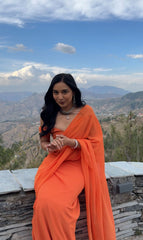 Outstanding Georgette Silk Orange Color Ready To Wear Saree Outstanding Georgette Silk Orange Color Ready To Wear Saree