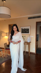 Outstanding Georgette Silk White Color Ready To Wear Saree Outstanding Georgette Silk White Color Ready To Wear Saree