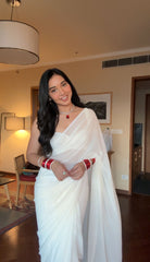 Outstanding Georgette Silk White Color Ready To Wear Saree Outstanding Georgette Silk White Color Ready To Wear Saree