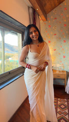 Outstanding Georgette Silk White Color Ready To Wear Saree Outstanding Georgette Silk White Color Ready To Wear Saree