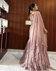 Captivating Embroidery Sequins Work Peach Color Lehenga Choli Captivating Embroidery Sequins Work Peach Color Lehenga Choli