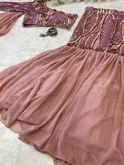 Captivating Embroidery Sequins Work Peach Color Lehenga Choli Captivating Embroidery Sequins Work Peach Color Lehenga Choli