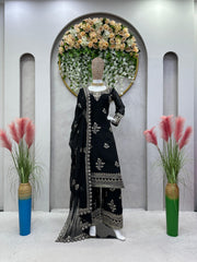 Delightful Thread And Sequence Work Black Color Anarkali Suit Delightful Thread And Sequence Work Black Color Anarkali Suit