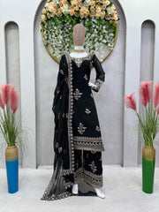 Delightful Thread And Sequence Work Black Color Anarkali Suit Delightful Thread And Sequence Work Black Color Anarkali Suit