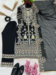 Demanding Embroidery Sequence Work Black Color Anarkali Suit Demanding Embroidery Sequence Work Black Color Anarkali Suit
