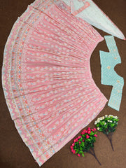 Outstanding Embroidery Work Pink Color Lehenga Choli Outstanding Embroidery Work Pink Color Lehenga Choli