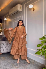 Gorgeous Embroidery Work Brown Color Gown Gorgeous Embroidery Work Brown Color Gown