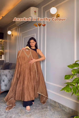 Gorgeous Embroidery Work Brown Color Gown Gorgeous Embroidery Work Brown Color Gown