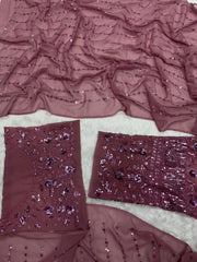 Demanding Embroidery Sequins Work Saree Peach Color Saree Demanding Embroidery Sequins Work Saree Peach Color Saree