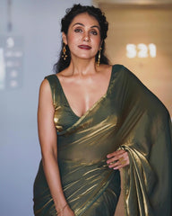 Captivating Green Color Fancy Tabby Silk Saree Captivating Green Color Fancy Tabby Silk Saree