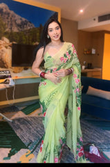 Captivating Multi Color Flower Design Saree Captivating Multi Color Flower Design Saree
