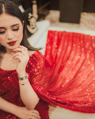 Beautiful Sequence Embroidery Work Red Color Saree Beautiful Sequence Embroidery Work Red Color Saree