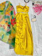 Outstanding Party Wear Yellow Color Dhoti Suit Outstanding Party Wear Yellow Color Dhoti Suit