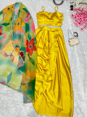 Outstanding Party Wear Yellow Color Dhoti Suit Outstanding Party Wear Yellow Color Dhoti Suit