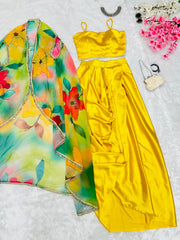 Outstanding Party Wear Yellow Color Dhoti Suit Outstanding Party Wear Yellow Color Dhoti Suit