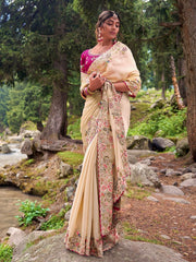 Captivating Embroidery Multi Treads Pink Color Saree Captivating Embroidery Multi Treads Pink Color Saree