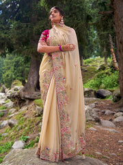Captivating Embroidery Multi Treads Pink Color Saree Captivating Embroidery Multi Treads Pink Color Saree