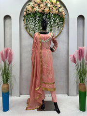 Alluring Sequence Work Peach Color Anarkali Suit Alluring Sequence Work Peach Color Anarkali Suit