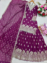 Exclusive Embroidery Work Wine Color Lehenga Choli Exclusive Embroidery Work Wine Color Lehenga Choli