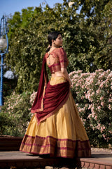 Embellished Zari Weaving Work Beige Color Lehenga Choli Embellished Zari Weaving Work Beige Color Lehenga Choli