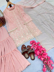 Eyes Catching Peach Color Crush Sharara Set Eyes Catching Peach Color Crush Sharara Set