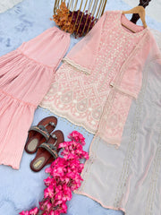 Eyes Catching Peach Color Crush Sharara Set Eyes Catching Peach Color Crush Sharara Set