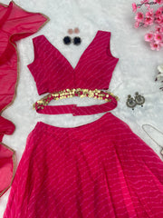 Party Wear Pink Color Printed Lehenga Choli Party Wear Pink Color Printed Lehenga Choli