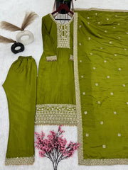 Exotic Embroidery Work Perrot Color Anarkali Suit Exotic Embroidery Work Perrot Color Anarkali Suit