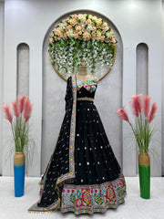 Opulent Thread With Sequence Work Black Color Lehenga Choli Opulent Thread With Sequence Work Black Color Lehenga Choli