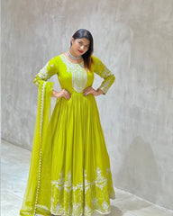 Outstanding Sequence Embroidery Perrot Color Gown Outstanding Sequence Embroidery Perrot Color Gown