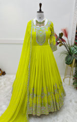 Outstanding Sequence Embroidery Perrot Color Gown Outstanding Sequence Embroidery Perrot Color Gown