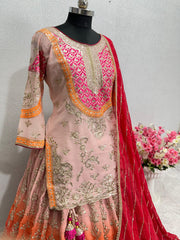 Mesmerizing Sequences Work Cram Color Lehenga Choli Mesmerizing Sequences Work Cram Color Lehenga Choli