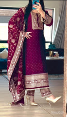 Fabulous Sequence Work Maroon Color Anarkali Suit Fabulous Sequence Work Maroon Color Anarkali Suit