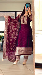 Fabulous Sequence Work Maroon Color Anarkali Suit Fabulous Sequence Work Maroon Color Anarkali Suit
