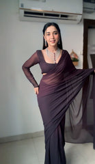 Exotic Chocolate Color Ready To Wear Saree Exotic Chocolate Color Ready To Wear Saree