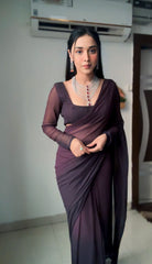 Exotic Chocolate Color Ready To Wear Saree Exotic Chocolate Color Ready To Wear Saree
