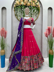 Embellishe Thread With Sequence Work Pink Color Lehenga Choli Embellishe Thread With Sequence Work Pink Color Lehenga Choli