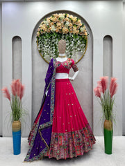 Embellishe Thread With Sequence Work Pink Color Lehenga Choli Embellishe Thread With Sequence Work Pink Color Lehenga Choli