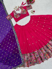 Embellishe Thread With Sequence Work Pink Color Lehenga Choli Embellishe Thread With Sequence Work Pink Color Lehenga Choli