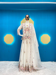 White Color Multi Work Lehenga Choli With Koti White Color Multi Work Lehenga Choli With Koti