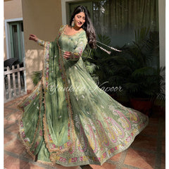 Embellished Sequence Work Perrot Color Gown Embellished Sequence Work Perrot Color Gown