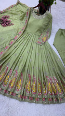 Embellished Sequence Work Perrot Color Gown Embellished Sequence Work Perrot Color Gown