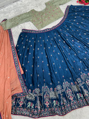 Dazzling Heavy Embroidered Work Blue Color Lehenga Choli Dazzling Heavy Embroidered Work Blue Color Lehenga Choli